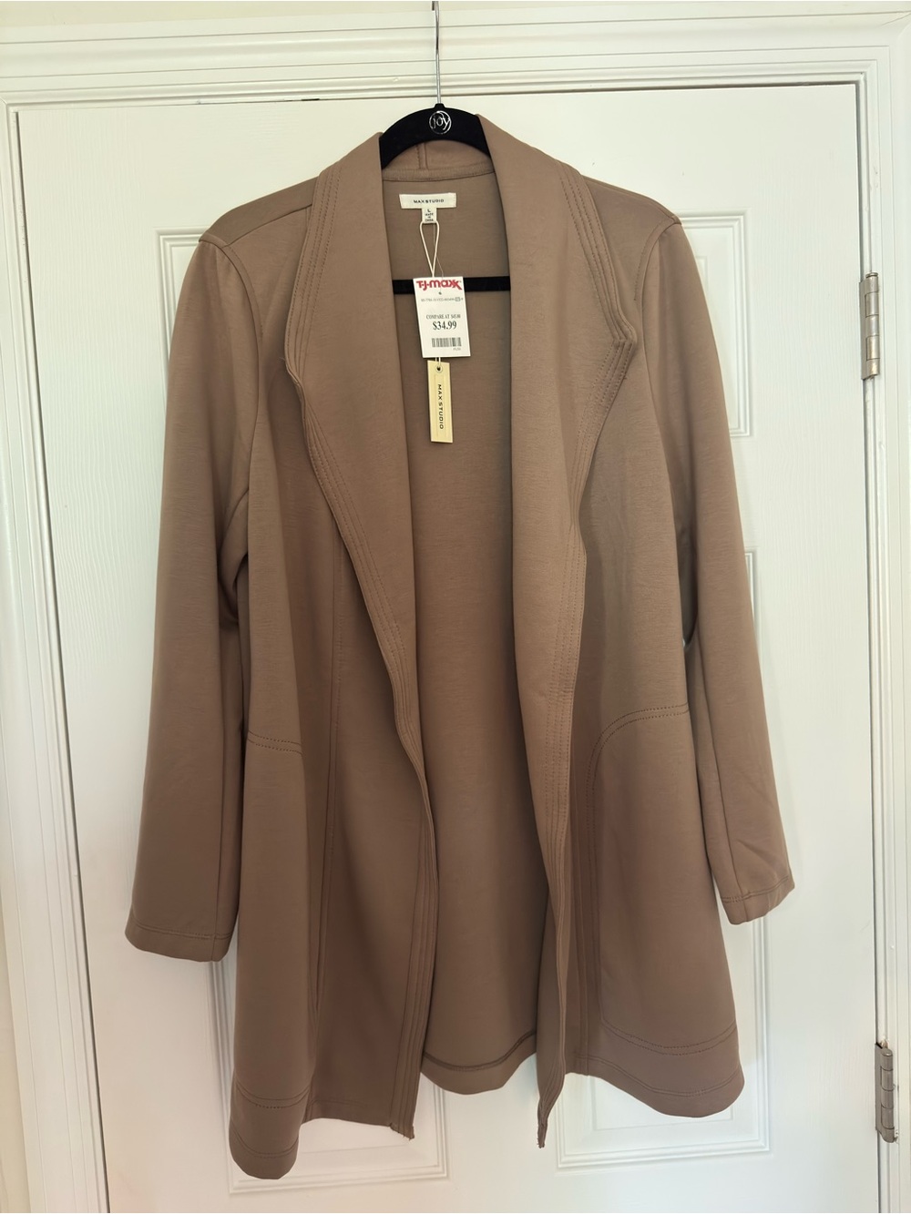 Max Studio Open-Front Longline Blazer in Taupe